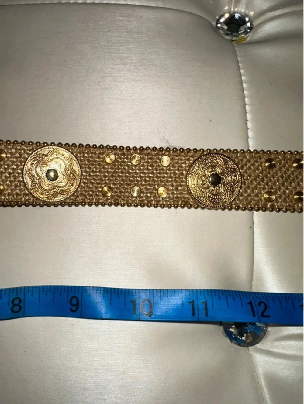 Vintage Elite Gold Fresno Glam Metallic 80s/90s Belt M USA